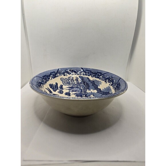 Antique Blue Willow Oval Veg. Serving Bowl 10 Inch, Japan Chip - Picture 6 of 15